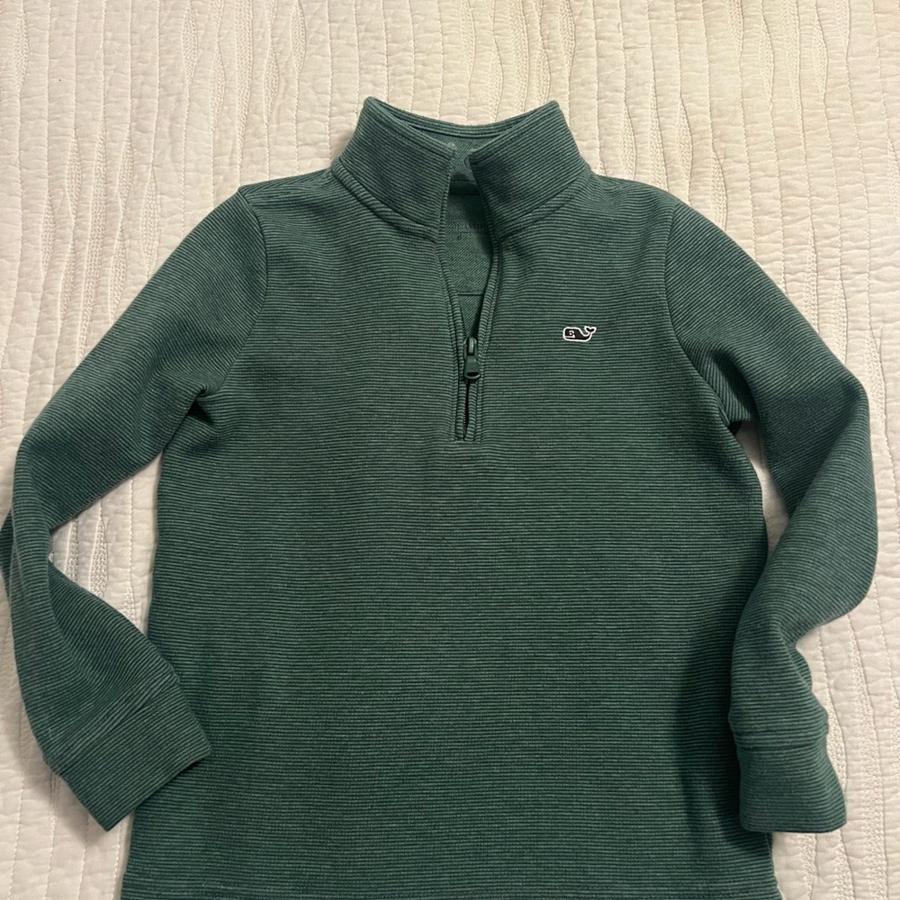 Vineyard Vines Kids Forest Green Quarter-Zip Sweatshirt